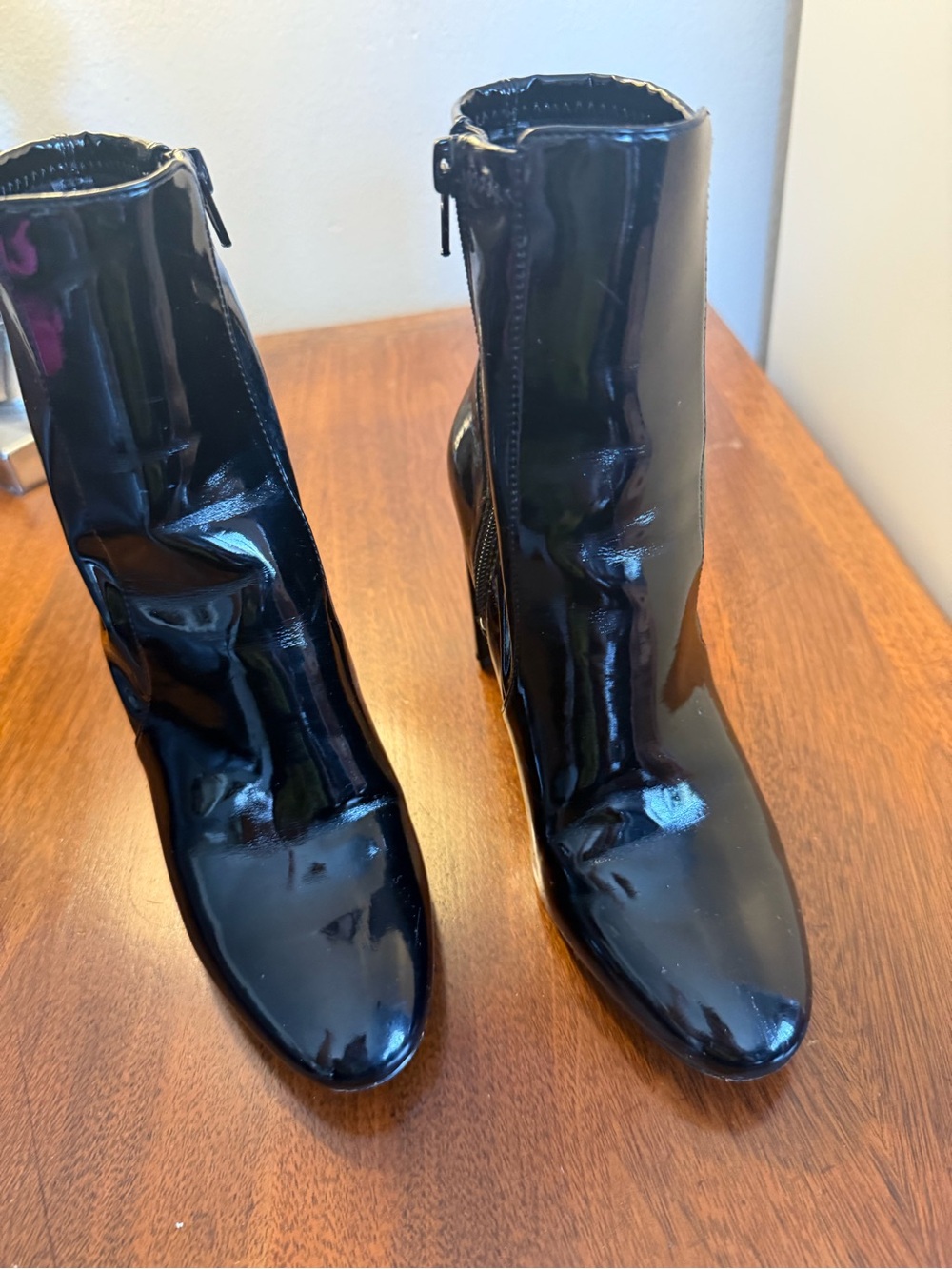 Black Patent Leather Women's Ankle Boots